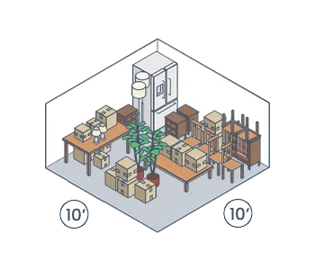 Illustration of a 10 by 10 storage unit